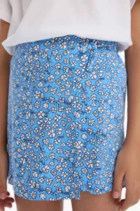 DeFacto Set of 2 Printed Short Sleeve T-Shirt Floral Shorts Skirt Girl Child - Image 7