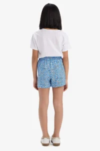 DeFacto Set of 2 Printed Short Sleeve T-Shirt Floral Shorts Skirt Girl Child - Image 8