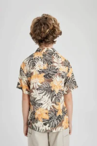 DeFacto Oversize Wide Fit Patterned Viscose Short Sleeve Shirt Boy - Image 6