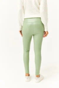 Olalook Women's Green High Waist Leather Look Leggings with Polar Inside - Image 5