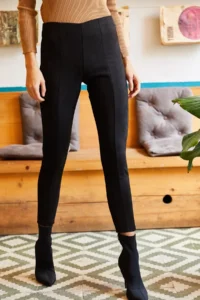 Olalook Women Black Suede Binici Leggings - Image 5