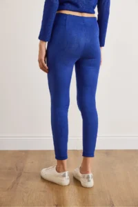 Olalook Women Saks Blue Blue Blue Suede Binici Leggings - Image 5