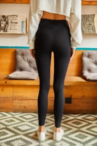 Olalook Women Black High Waist Ribbed Leggings - Image 5