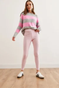 Olalook Women's Candy Pink Thick Ribbed Raised Tights - Image 6