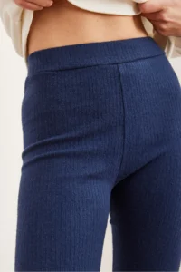 Olalook Women's Navy Blue Thick Ribbed Raised Tights - Image 5
