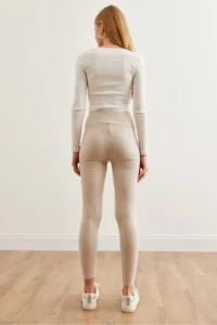 Olalook Women's Stone High Waist Ribbed Raised Tights - Image 7