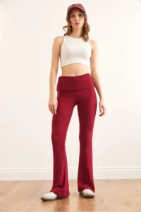 Olalook Women's Burgundy Waist Fold Spaghetti Strap Soft Taty - Image 2