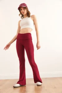 Olalook Women's Burgundy Waist Fold Spaghetti Strap Soft Taty - Image 4