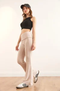 Olalook Women's Stone Waist Folded Spanish Leg Soft Taty - Image 4