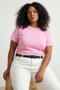 Trendyol Curve Pink relaxed Crew Neck slit 100% Cotton Knitting T-Shirt - Image 5