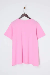 Trendyol Curve Pink relaxed Crew Neck slit 100% Cotton Knitting T-Shirt - Image 9