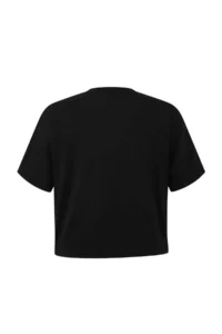 Trendyol Curve Black Crew Neck Snap Button Detailed Knitting Plus Size Oversized Crop Size T-Shirt - Image 6