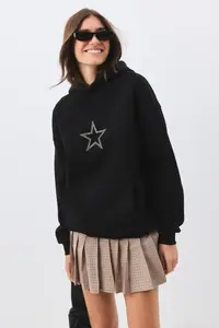 Trendiz Unisex Star Stroke Stone Printed Sweatshirt Black - Image 4