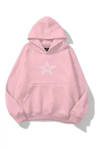 Trendiz Unisex Star Stroke Stone Printed Sweatshirt Pink