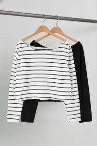 Trendyol Curve Multicolored 2 Sets Paket 100% Cotton Asymmetric Boat Neck Crop Knitting T-Shirt - Image 8