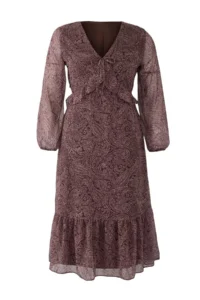 Trendyol Curve Multicolored Shawl Patterned Siphon Midi Weaving Plus Size Dress - Image 5