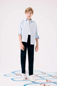 DeFacto Boy's Navy Blue Straight Leg Gabardine Trousers U3254a623au