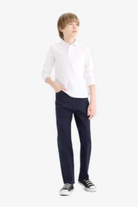 DeFacto Boy's Navy Blue Straight Leg Gabardine Trousers U3254a623au - Image 3
