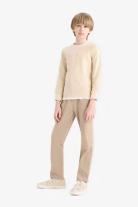 DeFacto Straight Leg Gabardine School Trousers Boy - Image 2