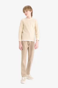 DeFacto Straight Leg Gabardine School Trousers Boy - Image 4
