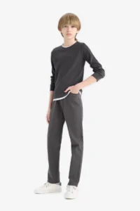 DeFacto Straight Leg Gabardine School Trousers Boy - Image 2