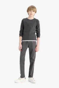 DeFacto Straight Leg Gabardine School Trousers Boy - Image 3