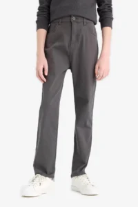 DeFacto Straight Leg Gabardine School Trousers Boy - Image 4