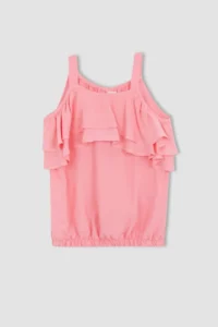 DeFacto Girls' Sleeveless Blouse with Flounce Detail - Image 2