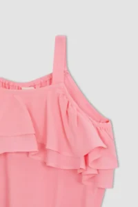 DeFacto Girls' Sleeveless Blouse with Flounce Detail - Image 3