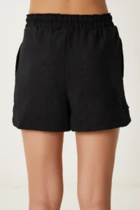 Happiness İstanbul Women Black with pocket Mini Knitting Shorts - Image 4