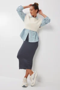 Happiness İstanbul Women's Smoked Washed Saran Flexible Seamless Knitted Skirt - Image 2