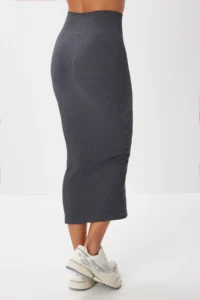 Happiness İstanbul Women's Smoked Washed Saran Flexible Seamless Knitted Skirt - Image 4