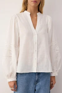 TRENDYOLMİLLA White Sleeves Lace Stripe Detailed Boho Shirt - Image 3
