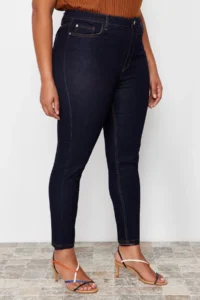 Trendyol Curve Dark Blue Extra Flexible/StretchbLarge Bodysuit skinny jeans - Image 5