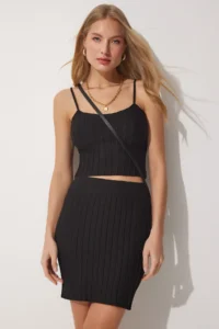 Happiness İstanbul Sleeveless Crop Skirt Knitwear Set - Image 2