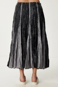 Happiness İstanbul Women's Black Wrinkle Effect Summer Parachute Skirt - Image 7