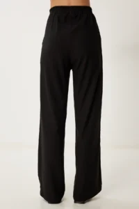 Happiness İstanbul Women's Black Seasonal Woven Shirt and Trousers Set - Image 4