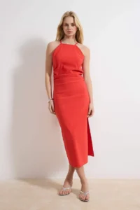 TRENDYOLMİLLA Rejection slit Midi Weaving Dress - Image 2