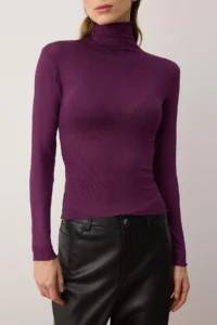 TRENDYOLMİLLA Purple Transparan Dog collar Flexible Normal Size Knitting Blouse - Image 3