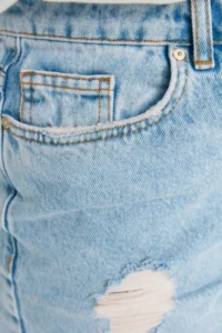 Trendyol Curve Mavi High Waist Destroylu 100% Cotton Plus Size denim Shorts & Bermuda - Image 2