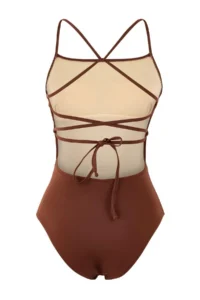TRENDYOLMİLLA Brown Square Neck Low-cut back Regular Swimsuit - Image 6