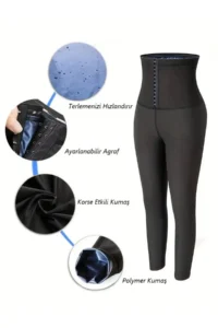 MİSTİRİK Sauna-Tights Model Slimming Thermal Two Sizes Slimming Body Shaper Sauna Corset Tights with Agraffiti - Image 3