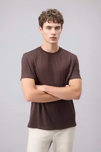 DeFacto 100% Cotton New Regular Fit Crew Neck Basic Plain Short Sleeve T-Shirt - Image 3