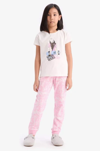 DeFacto 100% Cotton Teddy Bear Printed Pajama Set Girls