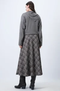 Trend Alaçatı Stili Women's Mink Zippered High Waist Plaid Double Pocket Patterned Midi Skirt Vs01718 - Image 7