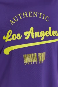 Trendyol Curve Purple Wide Pattern Crew Neck Printed 100% Cotton Knitting T-Shirt - Image 4