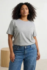 Trendyol Curve White-Gray-Navy Blue 3 Sets Paket Plus Size T-Shirt - Image 2