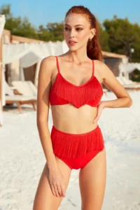 Pierre Cardin Tassel Detailed Thin Sleeveless Bikini Set - Image 3
