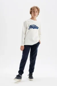 DeFacto Boy's Navy Blue Elastic Waist Pocket Jogger School Sweatpants W0773a624au - Image 2