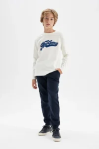 DeFacto Boy's Navy Blue Elastic Waist Pocket Jogger School Sweatpants W0773a624au - Image 3